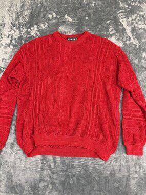 VTG Tundra Red Textured Crewneck Sweater Mens 2XL Tall Made In Canada